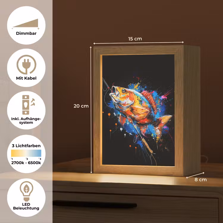 Graffiti - Sport - Vissen - Vis - Hengel Light Box met kabel (Tafellamp) klein -USP_DE