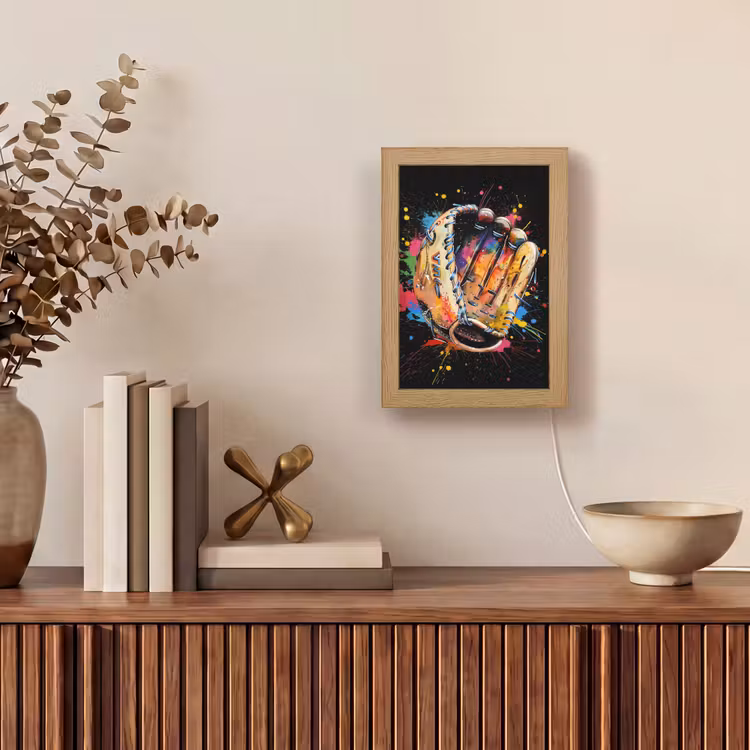 Graffiti - Sport - Baseball - Honkbal Light Box met kabel (Tafellamp) klein -sfeer2