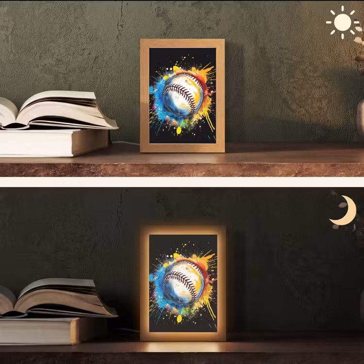 Graffiti - Sport - Baseball - Honkbal Light Box met kabel (Tafellamp) klein -sfeer3
