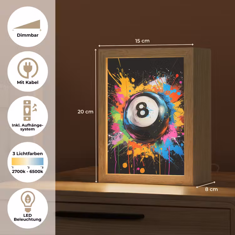 Graffiti - Sport - Pool bal - Biljart Light Box met kabel (Tafellamp) klein -USP_DE