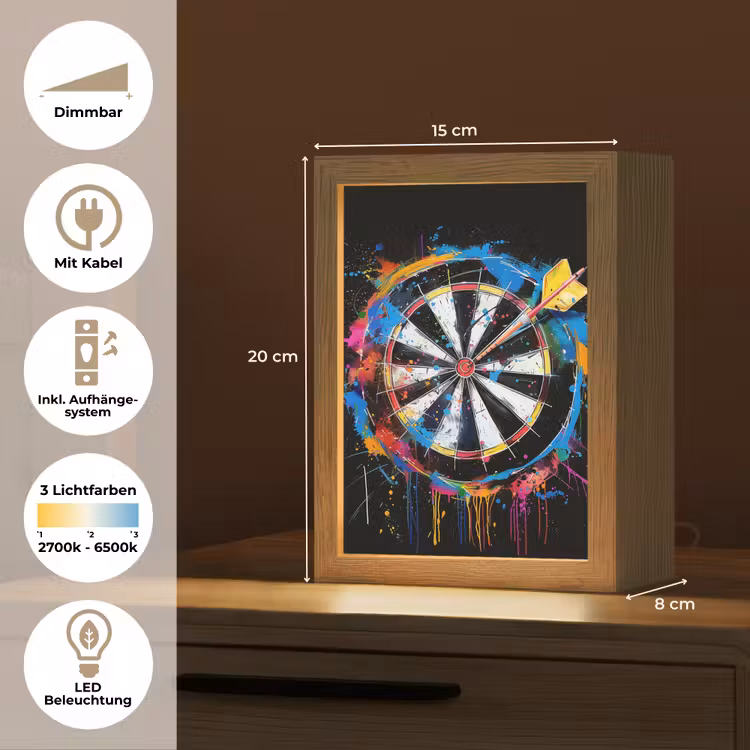 Graffiti - Sport - Darten - Dartbord Light Box met kabel (Tafellamp) klein -USP_DE
