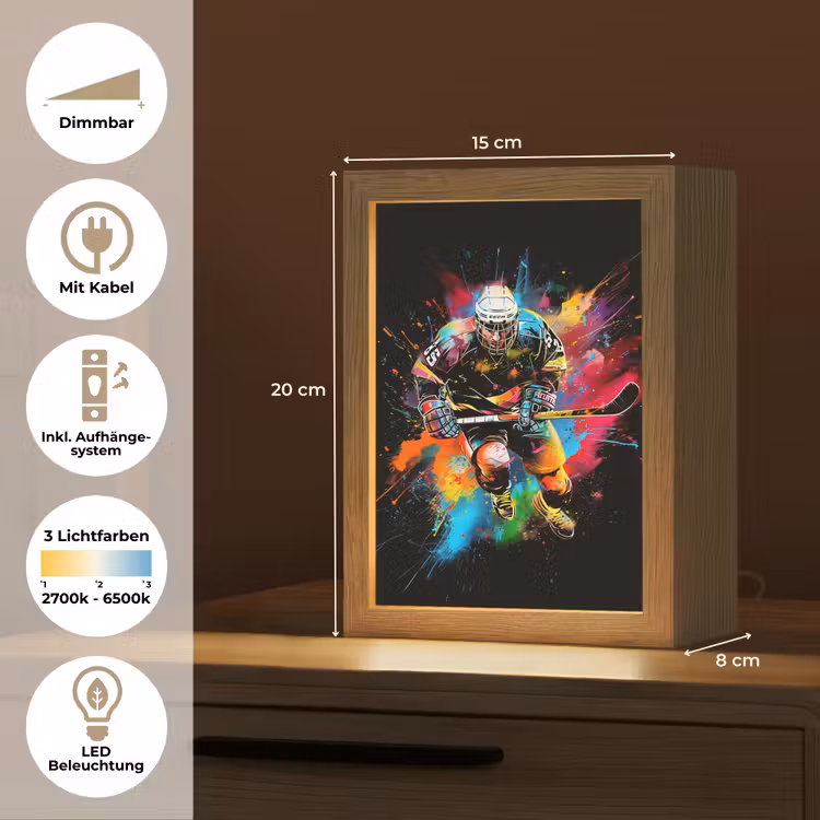 Graffiti - Sport - IJshockey - Hockey Light Box met kabel (Tafellamp) klein -USP_DE