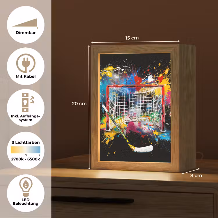 Graffiti - Sport - IJshockey - Hockey goal Light Box met kabel (Tafellamp) klein -USP_DE