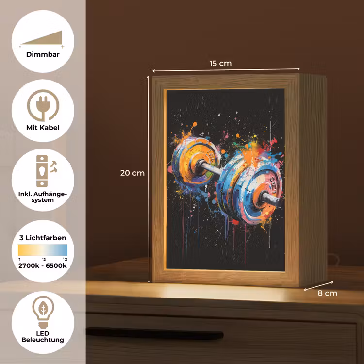 Graffiti - Sport - Fitness - Dumbbell - Gym Light Box met kabel (Tafellamp) klein -USP_DE