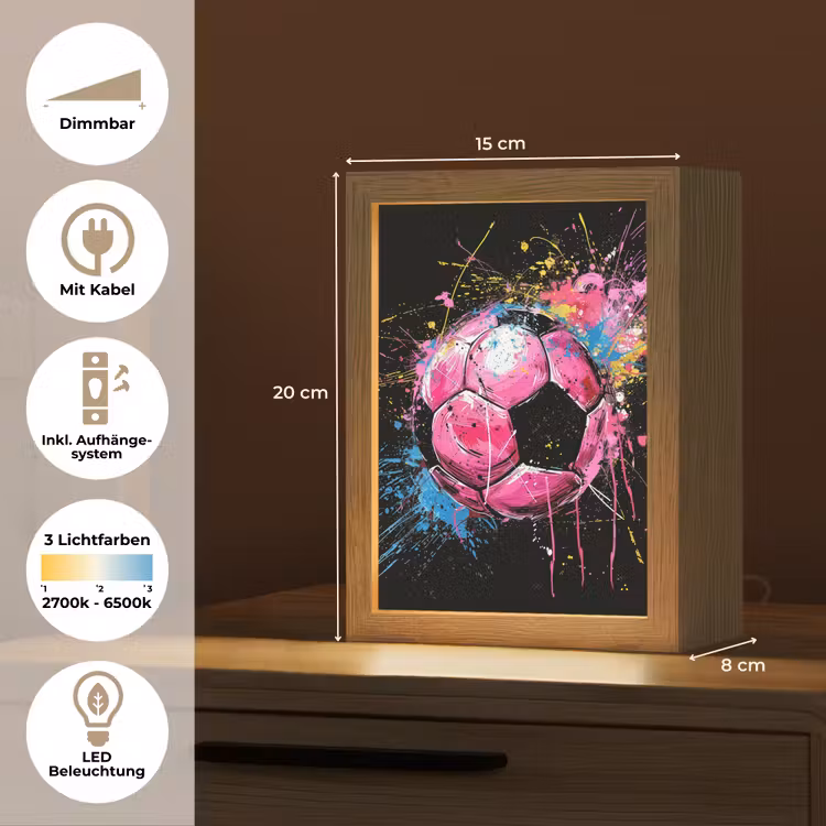 Graffiti - Sport - Voetbal - Bal - Roze Light Box met kabel (Tafellamp) klein -USP_DE