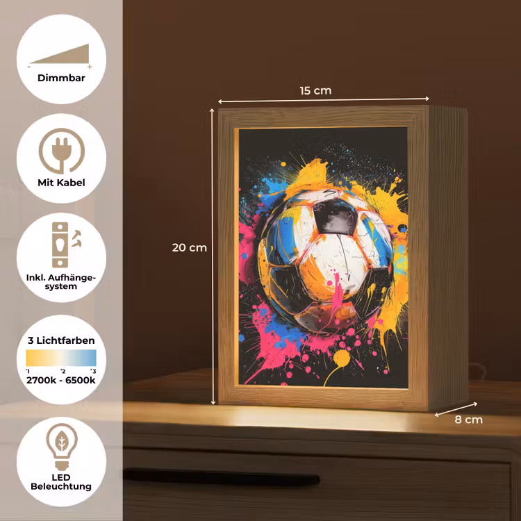 Graffiti - Sport - Voetbal - Verf - Bal Light Box met kabel (Tafellamp) klein -USP_DE