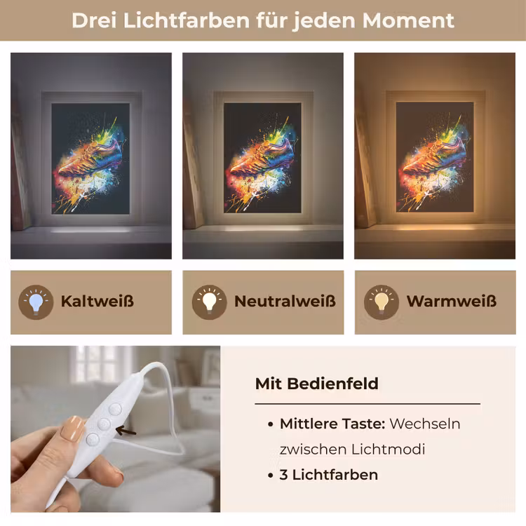 Graffiti - Sport - Voetbal - Schoen - Verf Light Box met kabel (Tafellamp) klein -USP_lichtkleurDE