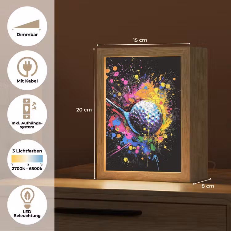 Graffiti - Sport - Golf - Golfclub Light Box met kabel (Tafellamp) klein -USP_DE