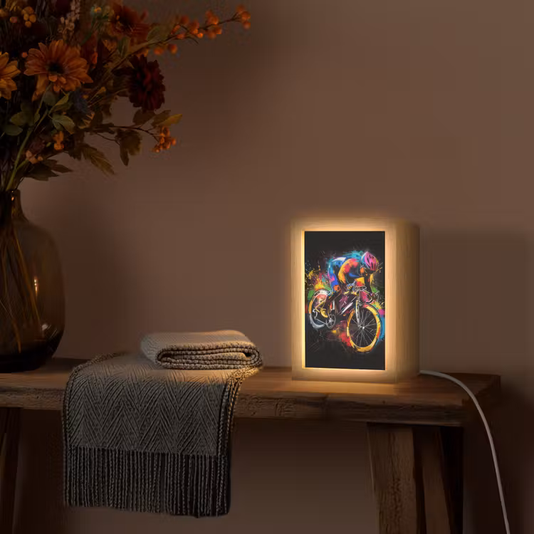 Graffiti - Sport - Wielrennen - Fiets Light Box met kabel (Tafellamp) klein -sfeer4