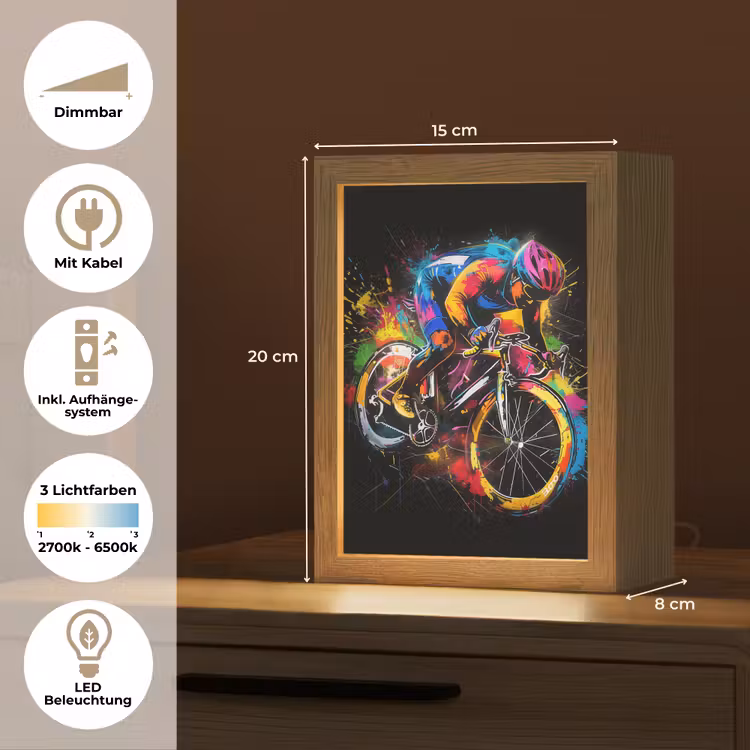 Graffiti - Sport - Wielrennen - Fiets Light Box met kabel (Tafellamp) klein -USP_DE