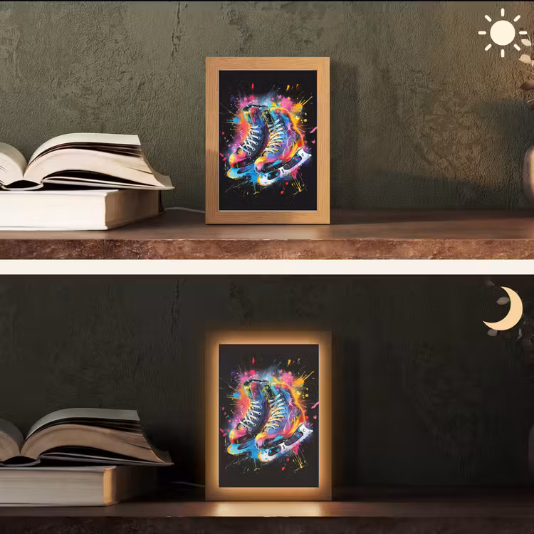 Graffiti - Sport - Schaatsen - Verf Light Box met kabel (Tafellamp) klein -sfeer3