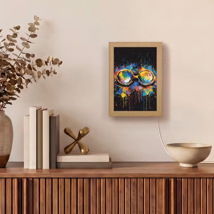 Graffiti - Sport - Zwemmen - Zwembril Light Box met kabel (Tafellamp) klein -sfeer2