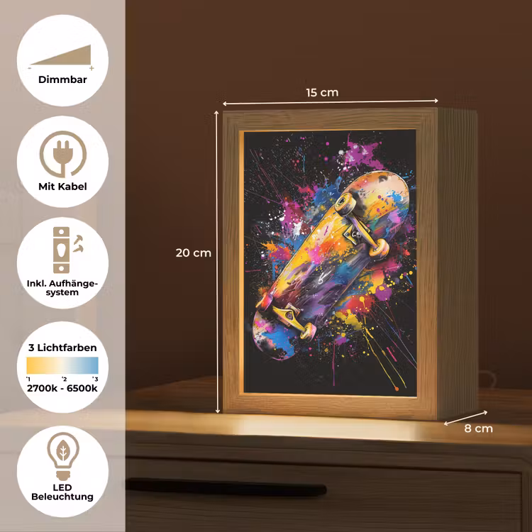 Graffiti - Sport - Skateboard - Skate Light Box met kabel (Tafellamp) klein -USP_DE