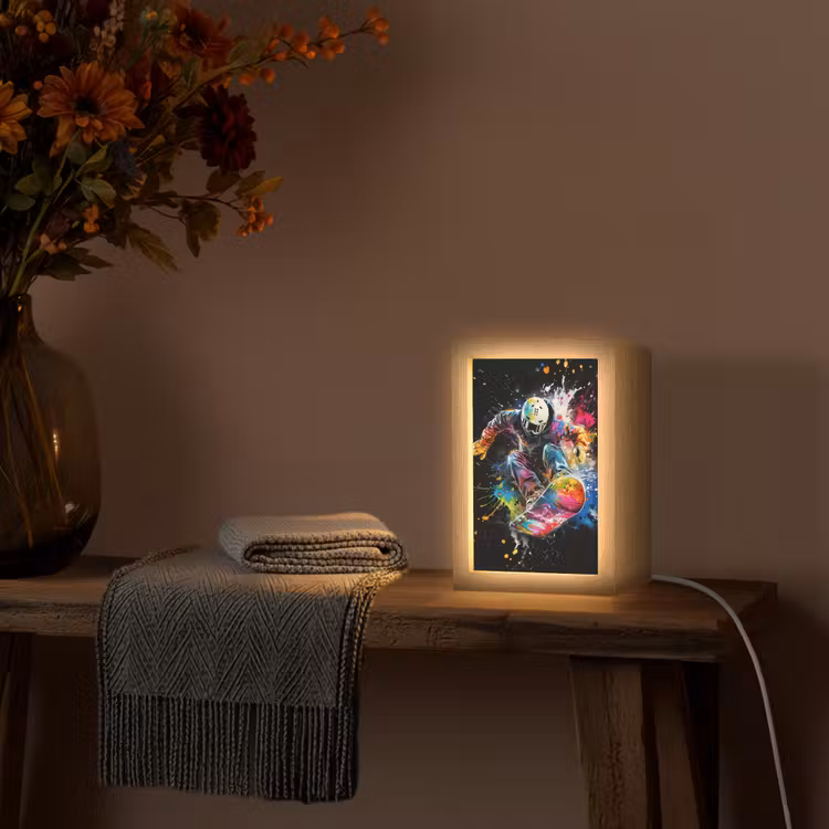 Graffiti - Sport - Snowboarden - Wintersport Light Box met kabel (Tafellamp) klein -sfeer4