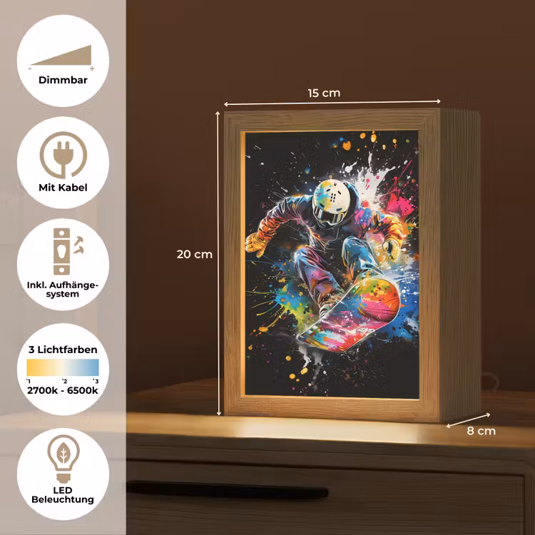 Graffiti - Sport - Snowboarden - Wintersport Light Box met kabel (Tafellamp) klein -USP_DE
