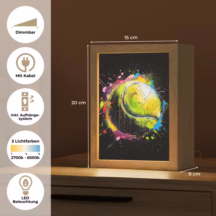 Graffiti - Sport - Tennis - Padel - Bal Light Box met kabel (Tafellamp) klein -USP_DE