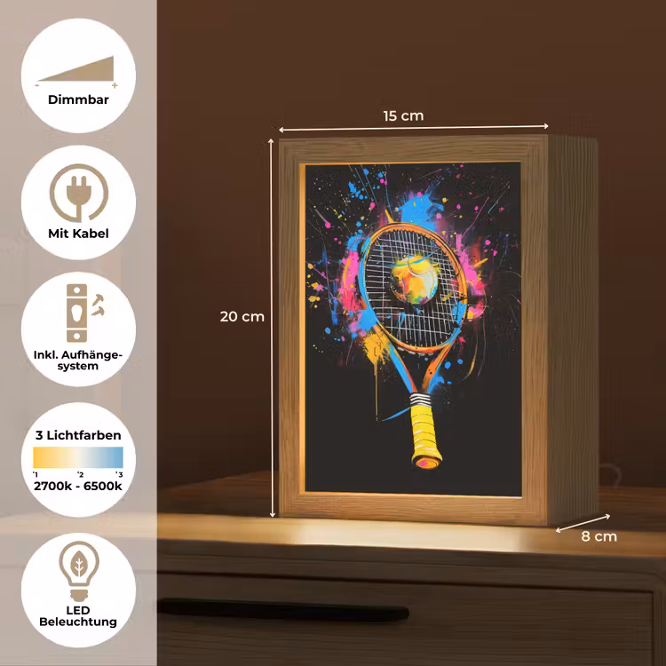 Graffiti - Sport - Tennis - Raket - Bal Light Box met kabel (Tafellamp) klein -USP_DE