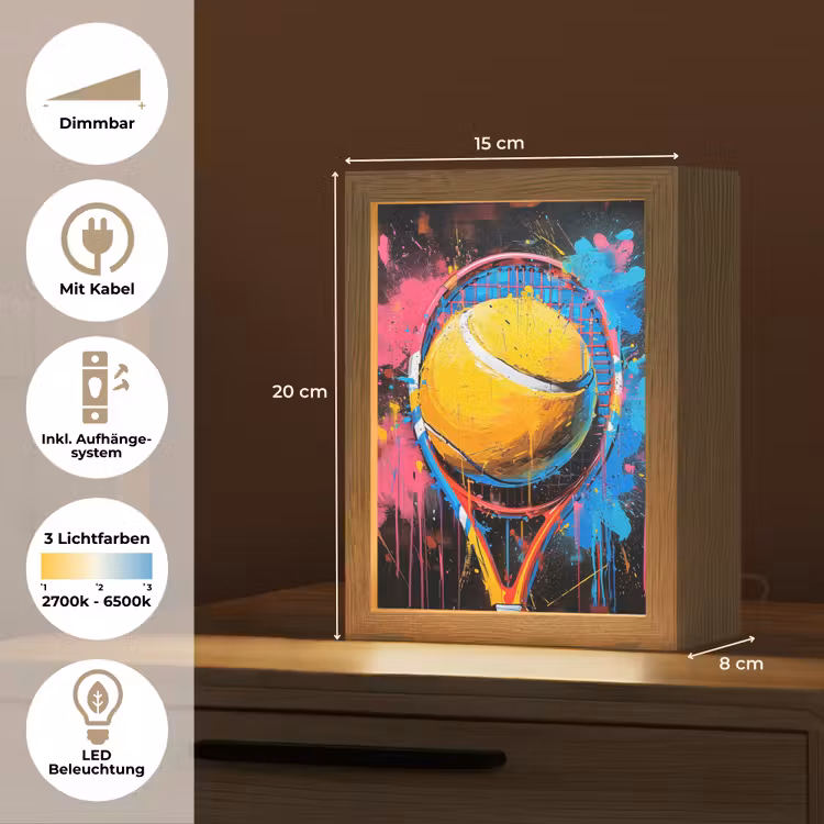 Graffiti - Tennis - Sport - Racket Light Box met kabel (Tafellamp) klein -USP_DE