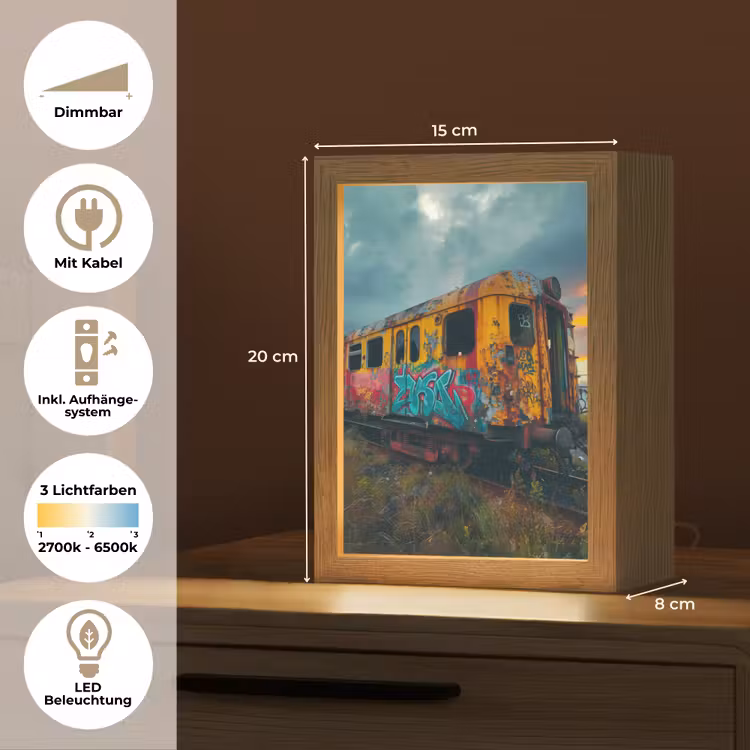 Graffiti - Verlaten trein - Street art Light Box met kabel (Tafellamp) klein -USP_DE