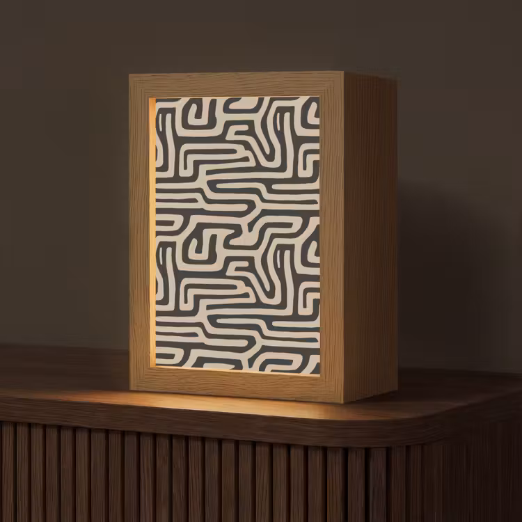 Grafisch - Lijnen - Zwart Light Box met kabel (Tafellamp) klein 925 -z3d_website
