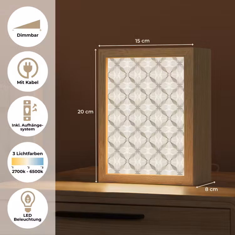 Grafisch - Patroon - Grijs Light Box met kabel (Tafellamp) klein 925 -USP_DE