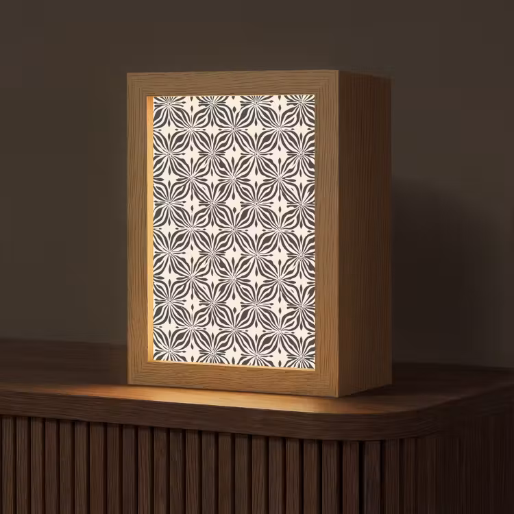 Grafisch - Patroon - Zwart Light Box met kabel (Tafellamp) klein 925 -z3d_website