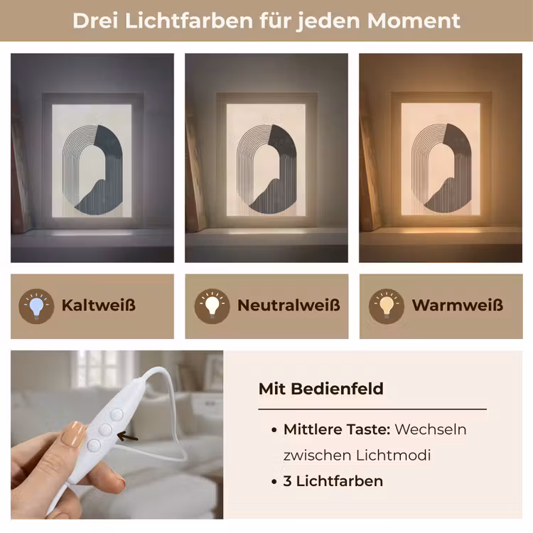 Grafisch gebogen motief - Beige Light Box met kabel (Tafellamp) klein -USP_lichtkleurDE