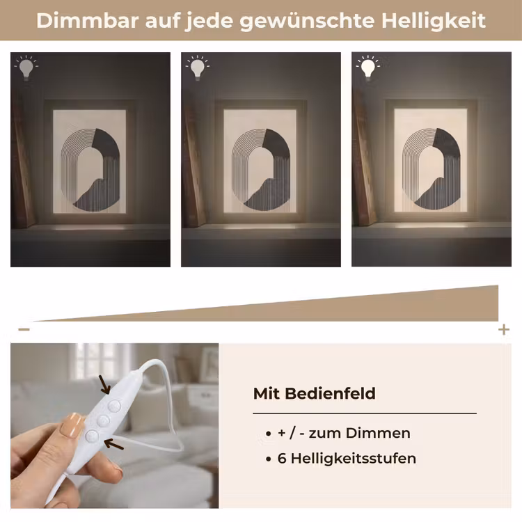 Grafisch gebogen motief - Beige Light Box met kabel (Tafellamp) klein -USP_dimbaarDE