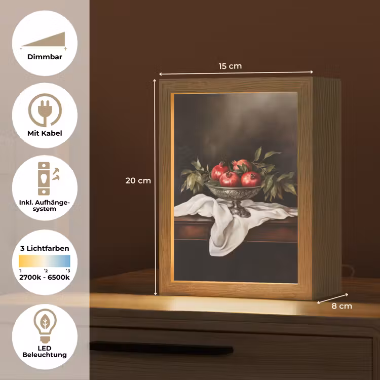 Granaatappels - Klassiek - Vintage Light Box met kabel (Tafellamp) klein -USP_DE