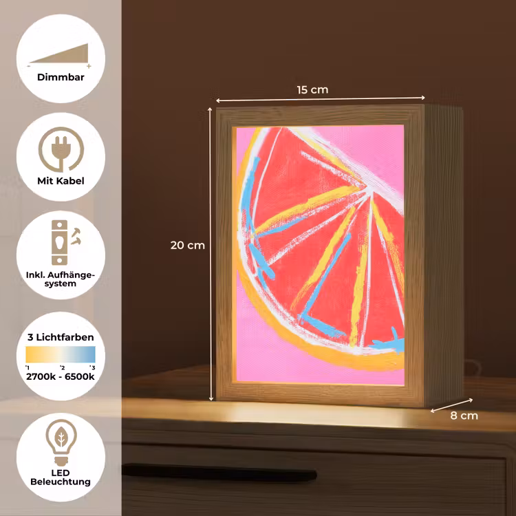Grapefruit - Geschilderd - Roze - Strepen Light Box met kabel (Tafellamp) klein -USP_DE
