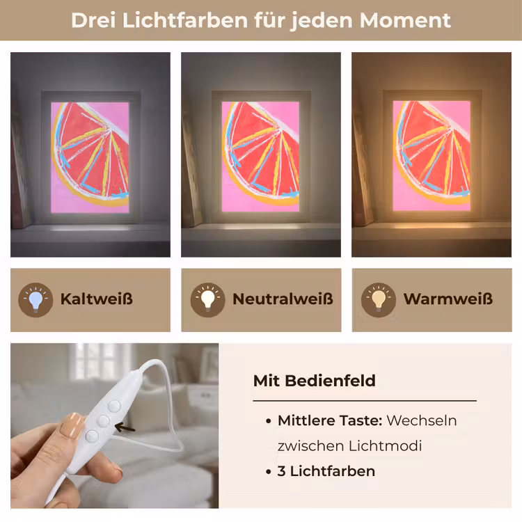 Grapefruit - Geschilderd - Roze - Strepen Light Box met kabel (Tafellamp) klein -USP_lichtkleurDE