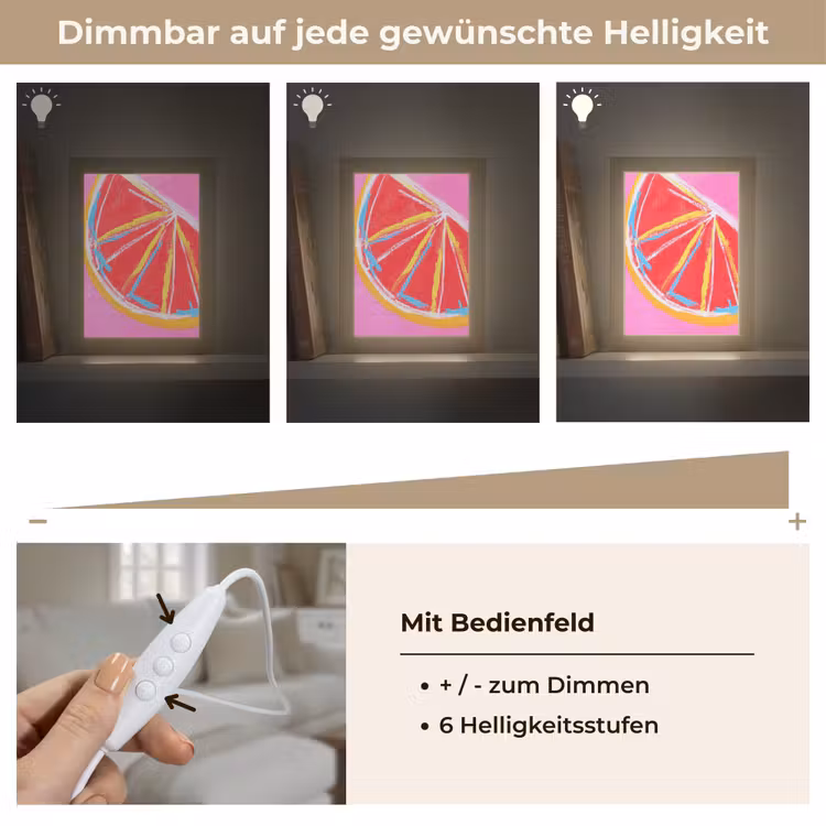 Grapefruit - Geschilderd - Roze - Strepen Light Box met kabel (Tafellamp) klein -USP_dimbaarDE