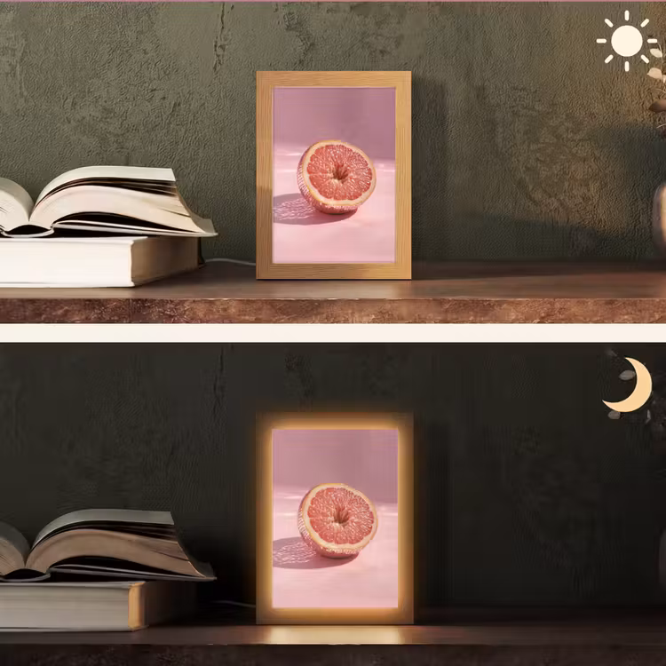 Grapefruit - Roze - Disco - Shiny Light Box met kabel (Tafellamp) klein -sfeer3