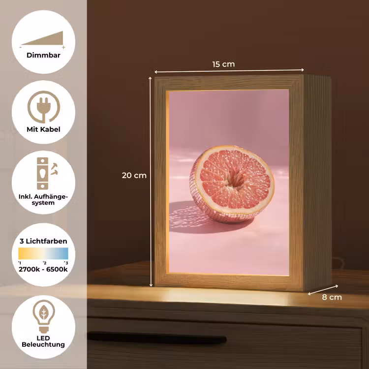Grapefruit - Roze - Disco - Shiny Light Box met kabel (Tafellamp) klein -USP_DE