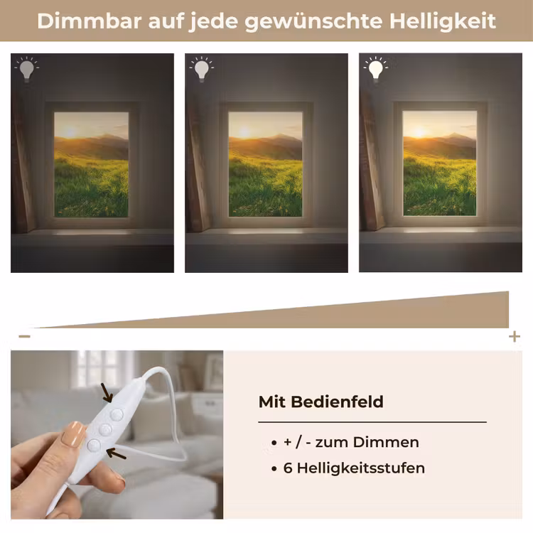 Gras - Heuvels - Zon - Natuur - Landschap Light Box met kabel (Tafellamp) klein -USP_dimbaarDE