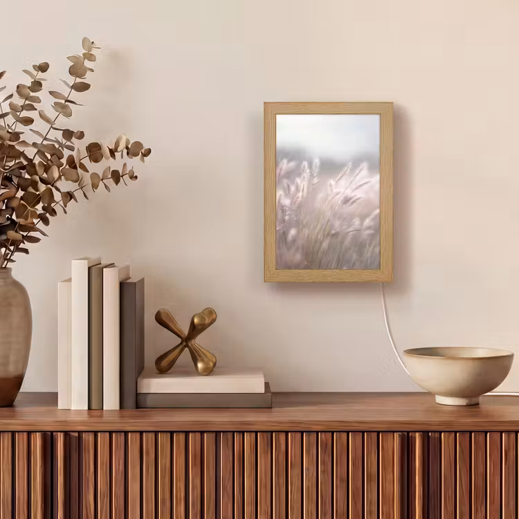 Graspluimen - Wind - Beige - Mistig Light Box met kabel (Tafellamp) klein -sfeer2