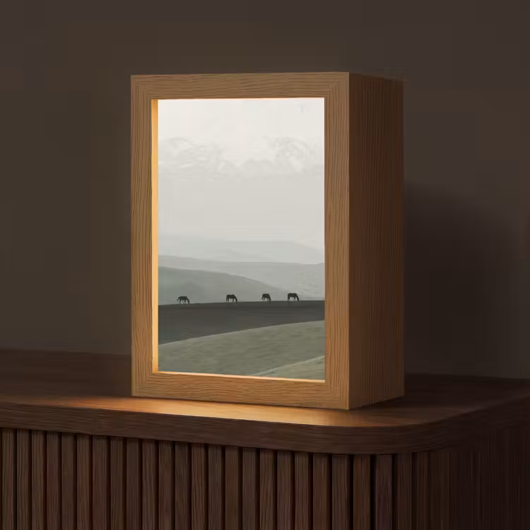 Grijs - Berg - Paarden Light Box met kabel (Tafellamp) klein -z3d_website