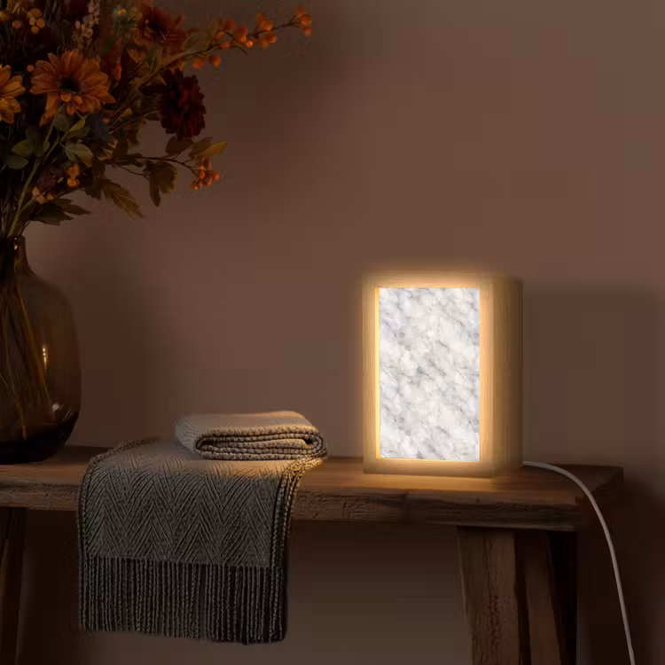 Grijs - Marmer - Gedetailleerd Light Box met kabel (Tafellamp) klein 925 -sfeer4