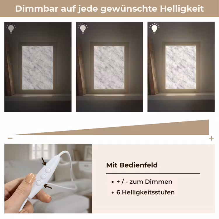 Grijs - Marmer - Gedetailleerd Light Box met kabel (Tafellamp) klein 925 -USP_dimbaarDE