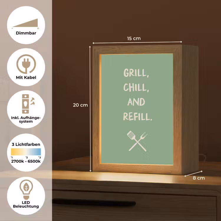 Grill - Groen - Zomer - Quote Light Box met kabel (Tafellamp) klein -USP_DE