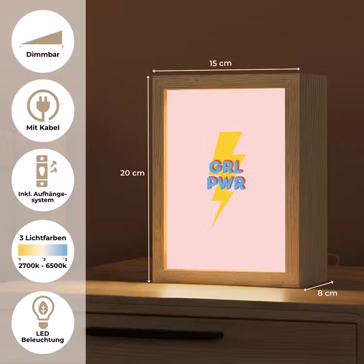 Grl pwr - Bliksem - Roze Light Box met kabel (Tafellamp) klein -USP_DE