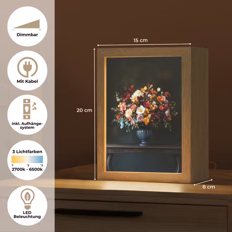 Groot - Bloemen - Vaas - Boeket Light Box met kabel (Tafellamp) klein -USP_DE