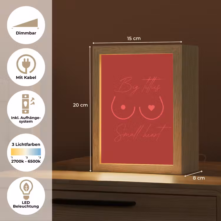 Big titties small heart - Rood - Hart Light Box met kabel (Tafellamp) klein -USP_DE