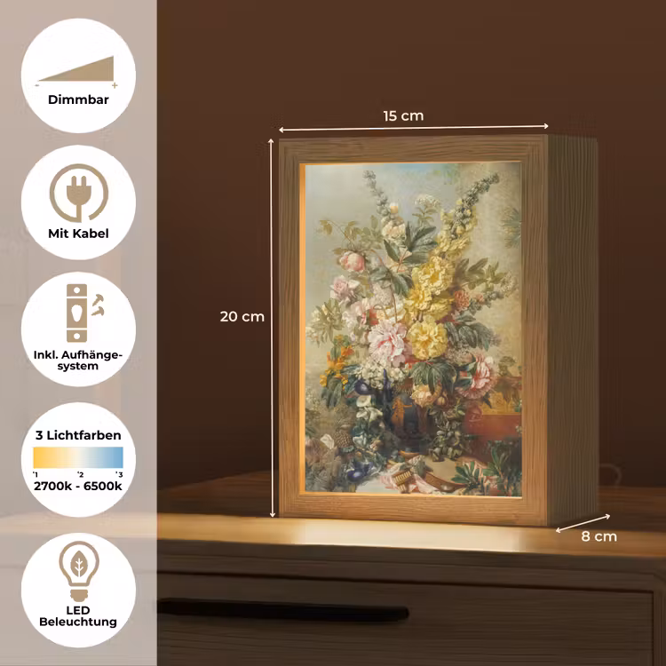 Grote vaas met bloemen - Josep Mirabent - Oude meesters Light Box met kabel (Tafellamp) klein -USP_DE