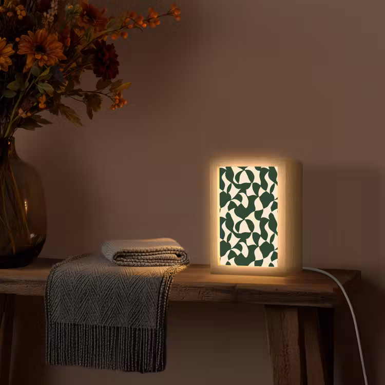 Groen - Organische vlakken - Crème Light Box met kabel (Tafellamp) klein 925 -sfeer4