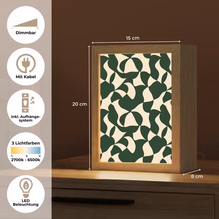 Groen - Organische vlakken - Crème Light Box met kabel (Tafellamp) klein 925 -USP_DE