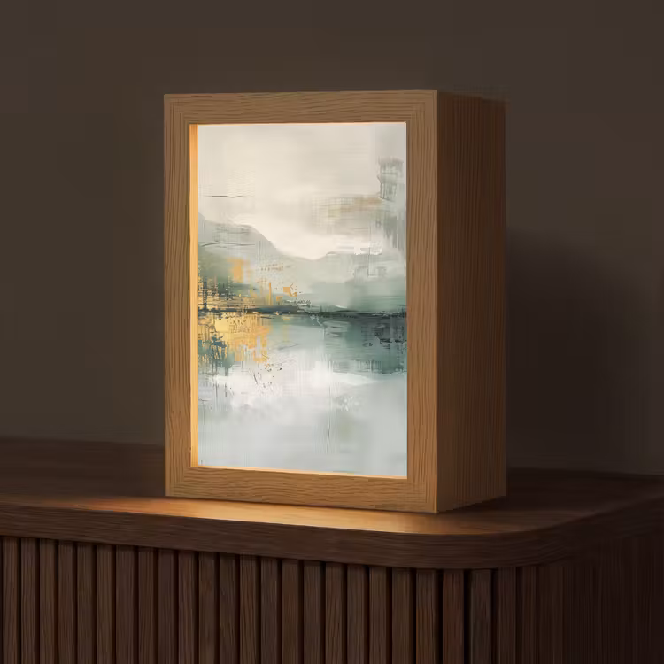 Groen - Modern - Abstract - Goud Light Box met kabel (Tafellamp) klein -z3d_website