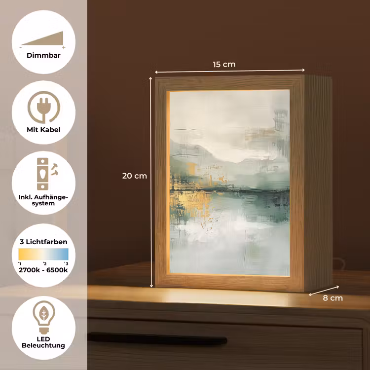 Groen - Modern - Abstract - Goud Light Box met kabel (Tafellamp) klein -USP_DE