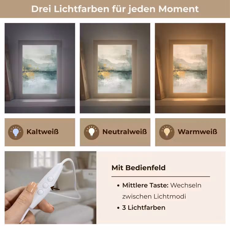 Groen - Modern - Abstract - Goud Light Box met kabel (Tafellamp) klein -USP_lichtkleurDE