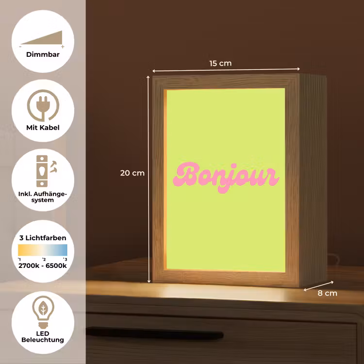 Groen - Roze bonjour - Retro Light Box met kabel (Tafellamp) klein -USP_DE